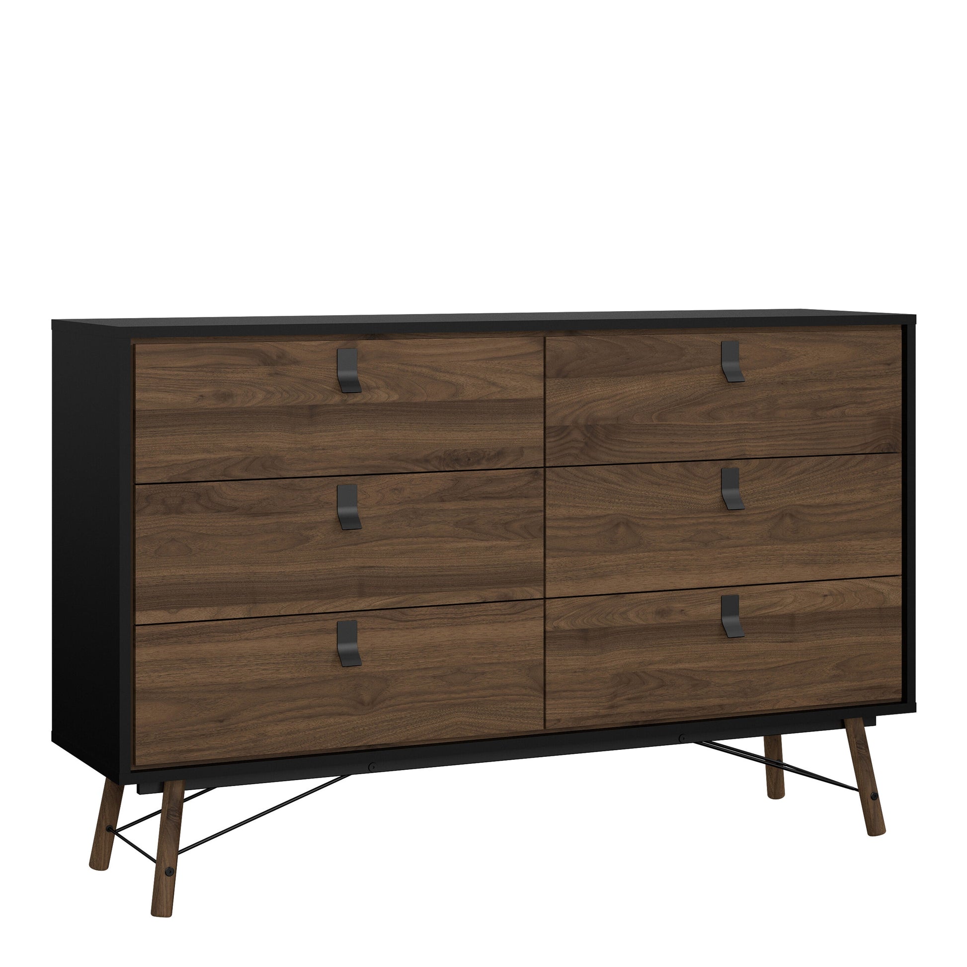 Cote | Furniture Ry Sideboard, Wide Double Chest of Drawers, 6 Drawer - Black Walnut Ry, Chest of Drawers 72186012gmdj