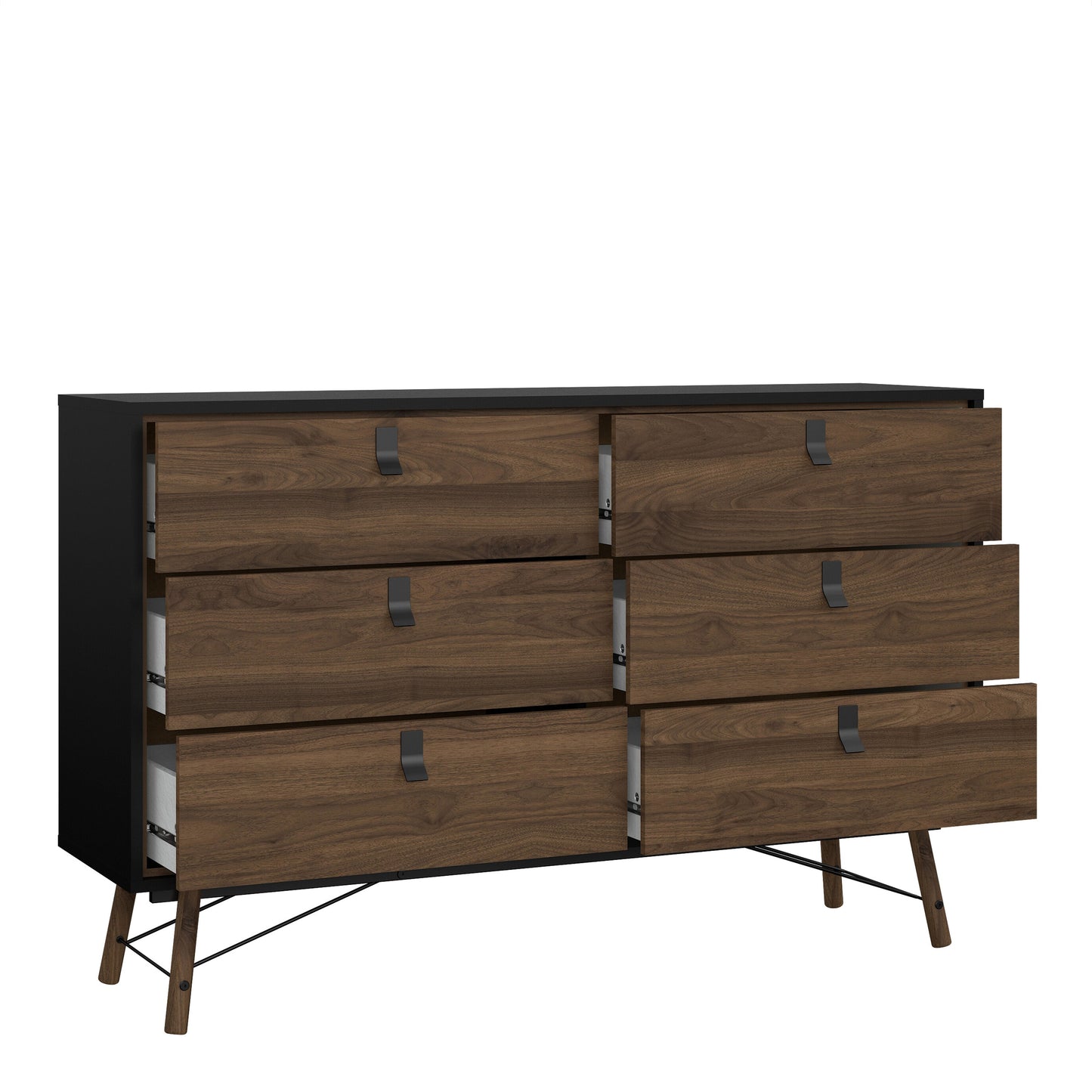 Cote | Furniture Ry Sideboard, Wide Double Chest of Drawers, 6 Drawer - Black Walnut Ry, Chest of Drawers 72186012gmdj