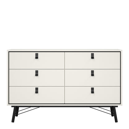 Cote | Furniture Ry Sideboard, Wide Double Chest of Drawers, 6 Drawer - White Ry, Chest of Drawers 72186012gogo