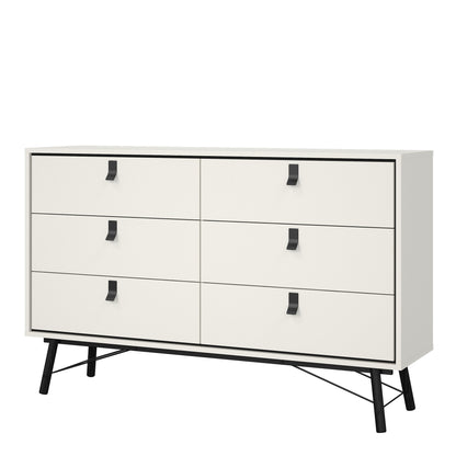 Cote | Furniture Ry Sideboard, Wide Double Chest of Drawers, 6 Drawer - White Ry, Chest of Drawers 72186012gogo