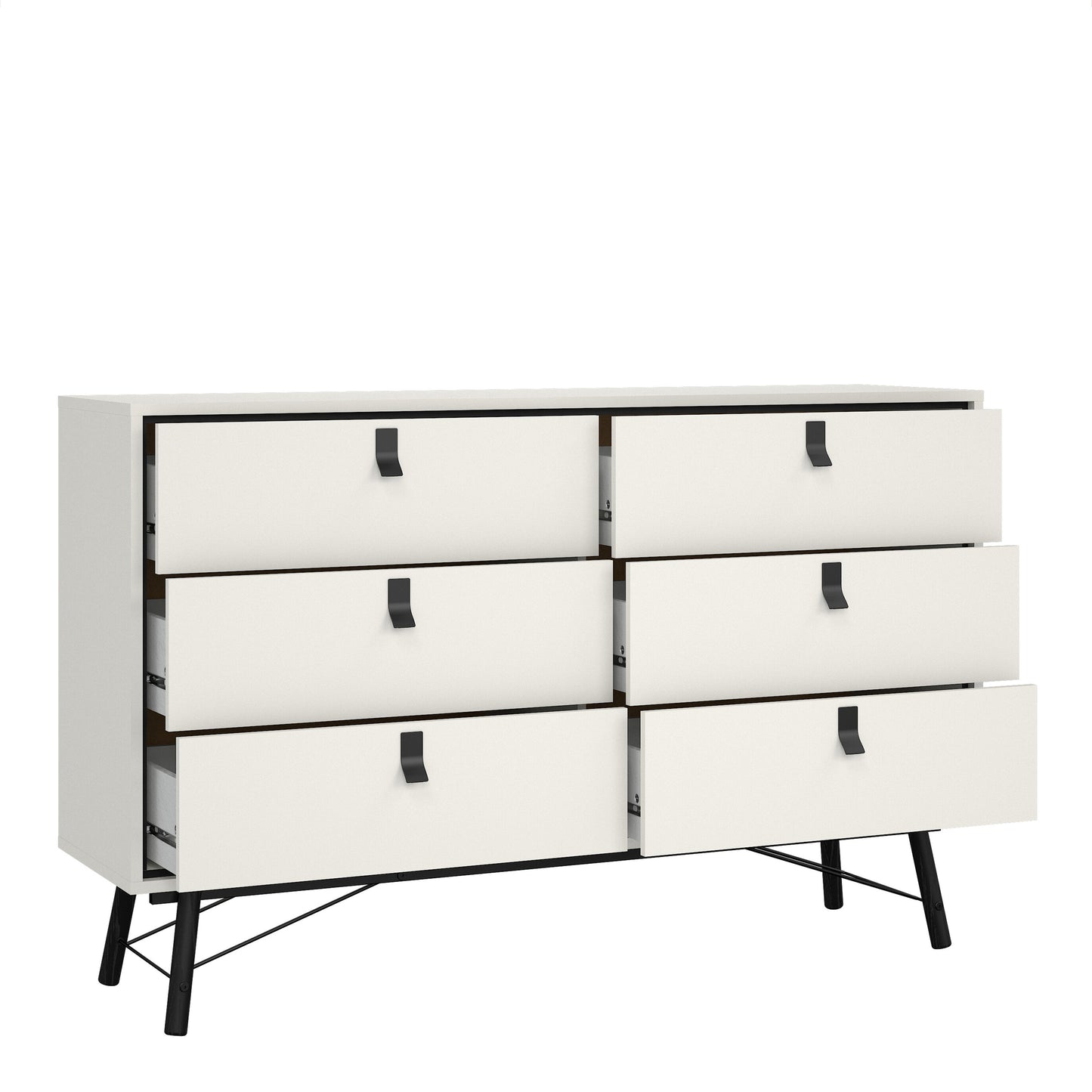 Cote | Furniture Ry Sideboard, Wide Double Chest of Drawers, 6 Drawer - White Ry, Chest of Drawers 72186012gogo