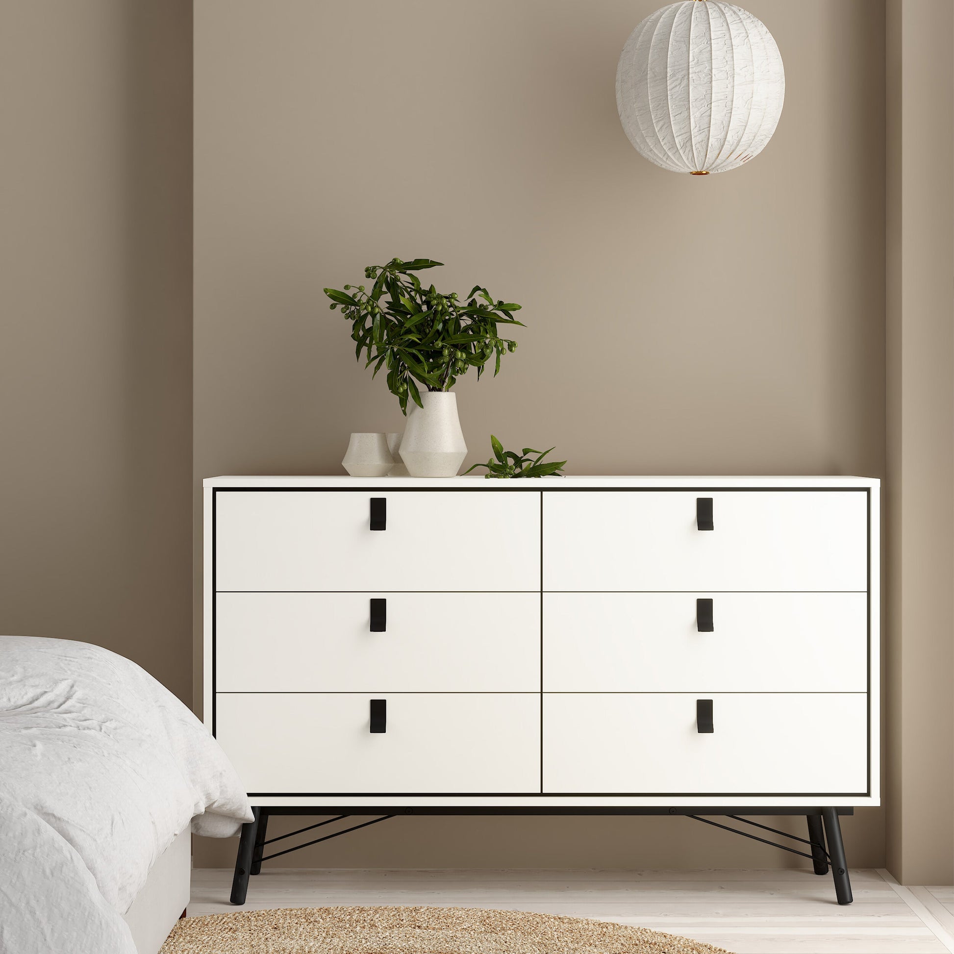 Cote | Furniture Ry Sideboard, Wide Double Chest of Drawers, 6 Drawer - White Ry, Chest of Drawers 72186012gogo