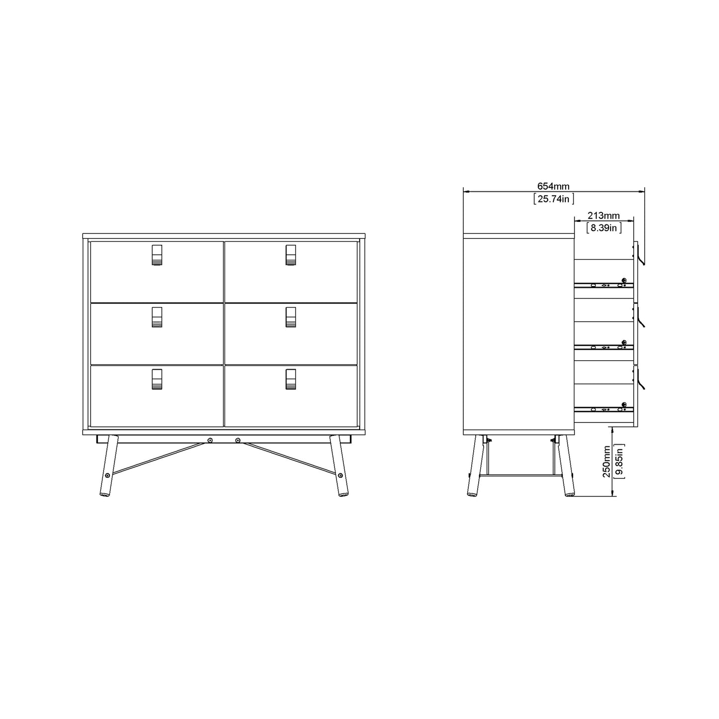 Cote | Furniture Ry Chest of Drawers, Double 6 Drawers - Walnut Ry, Chest of Drawers 72186013gmdj