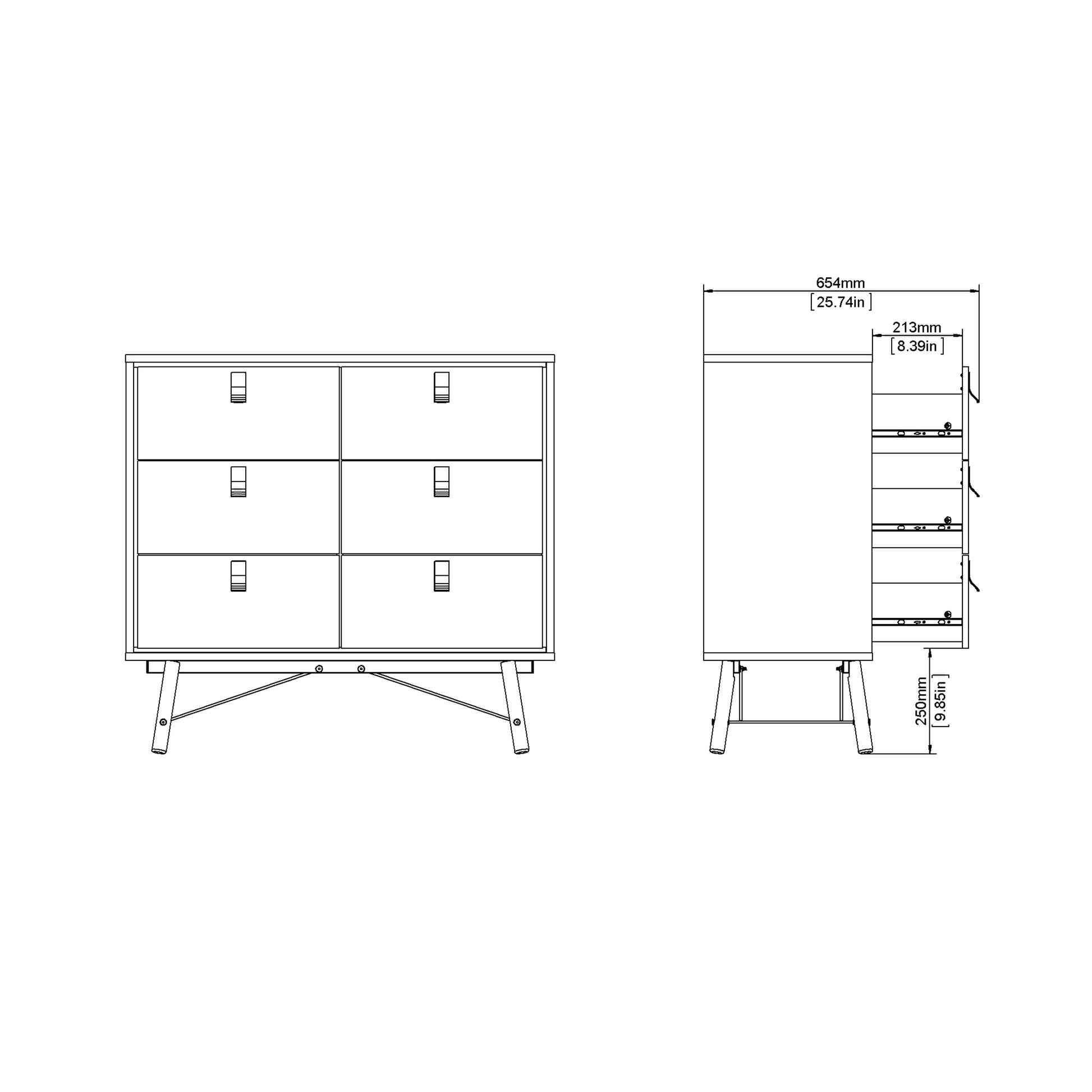 Cote | Furniture Ry Chest of Drawers, Double 6 Drawers - Walnut Ry, Chest of Drawers 72186013gmdj