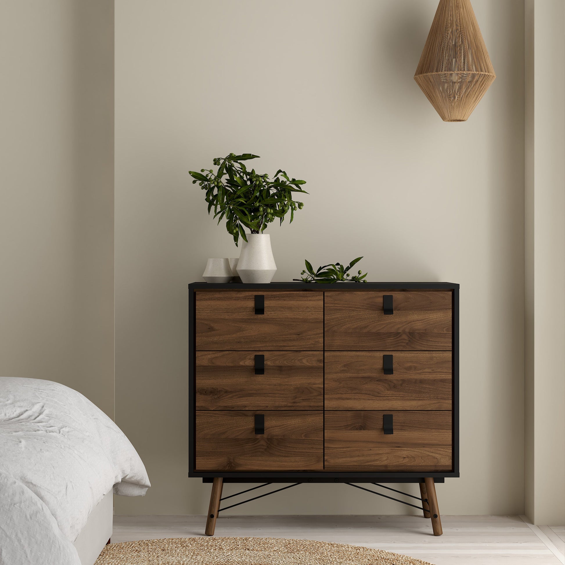 Cote | Furniture Ry Chest of Drawers, Double 6 Drawers - Walnut Ry, Chest of Drawers 72186013gmdj