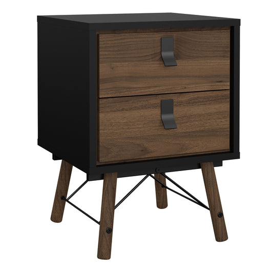 Cote Furniture |  Ry Bedside Table, 2 Drawer - Black Walnut Ry, Bedside Tables 72186014gmdj