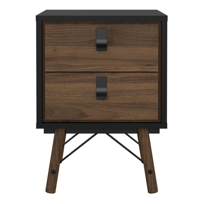 Cote | Furniture Ry Bedside Table, 2 Drawer - Black Walnut Ry, Bedside Tables 72186014gmdj