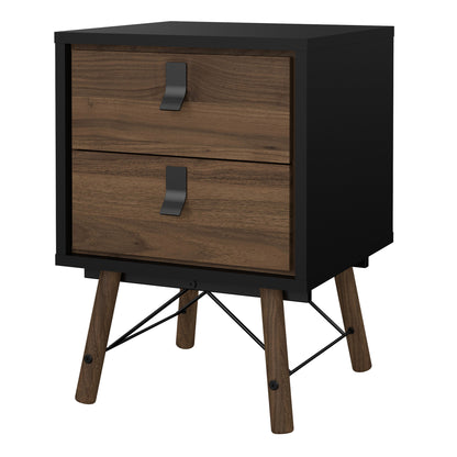 Cote | Furniture Ry Bedside Table, 2 Drawer - Black Walnut Ry, Bedside Tables 72186014gmdj