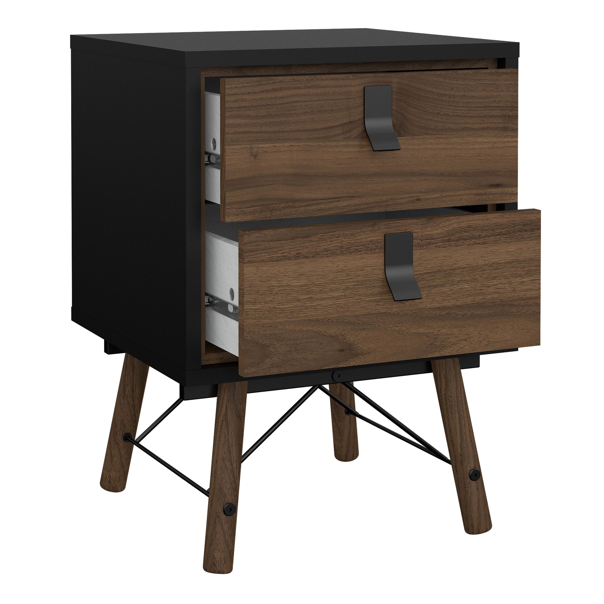 Cote | Furniture Ry Bedside Table, 2 Drawer - Black Walnut Ry, Bedside Tables 72186014gmdj