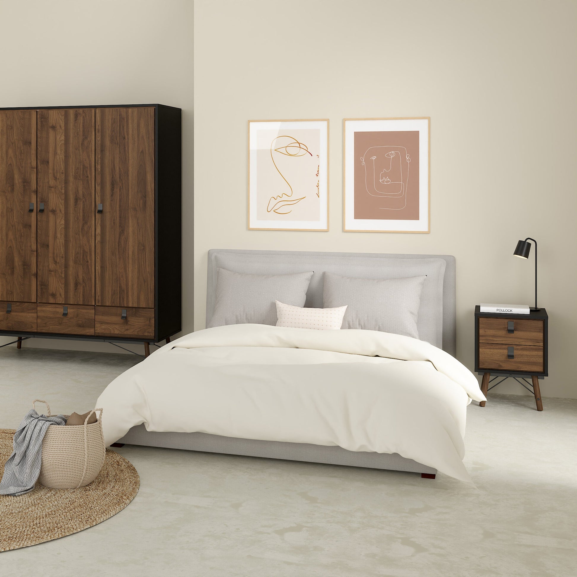 Cote | Furniture Ry Bedside Table, 2 Drawer - Black Walnut Ry, Bedside Tables 72186014gmdj