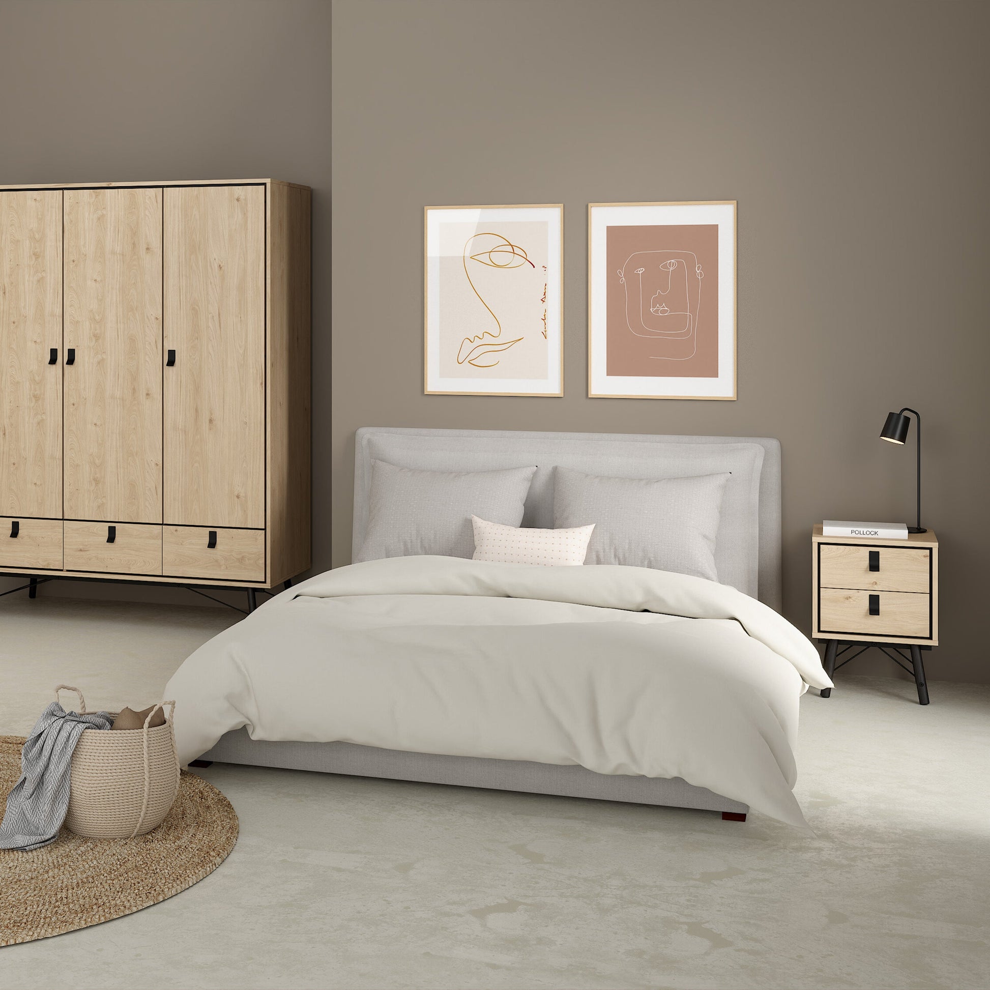 Cote | Furniture Ry Bedside Table, 2 Drawers - Oak Ry, Bedside Tables 72186014hlhl