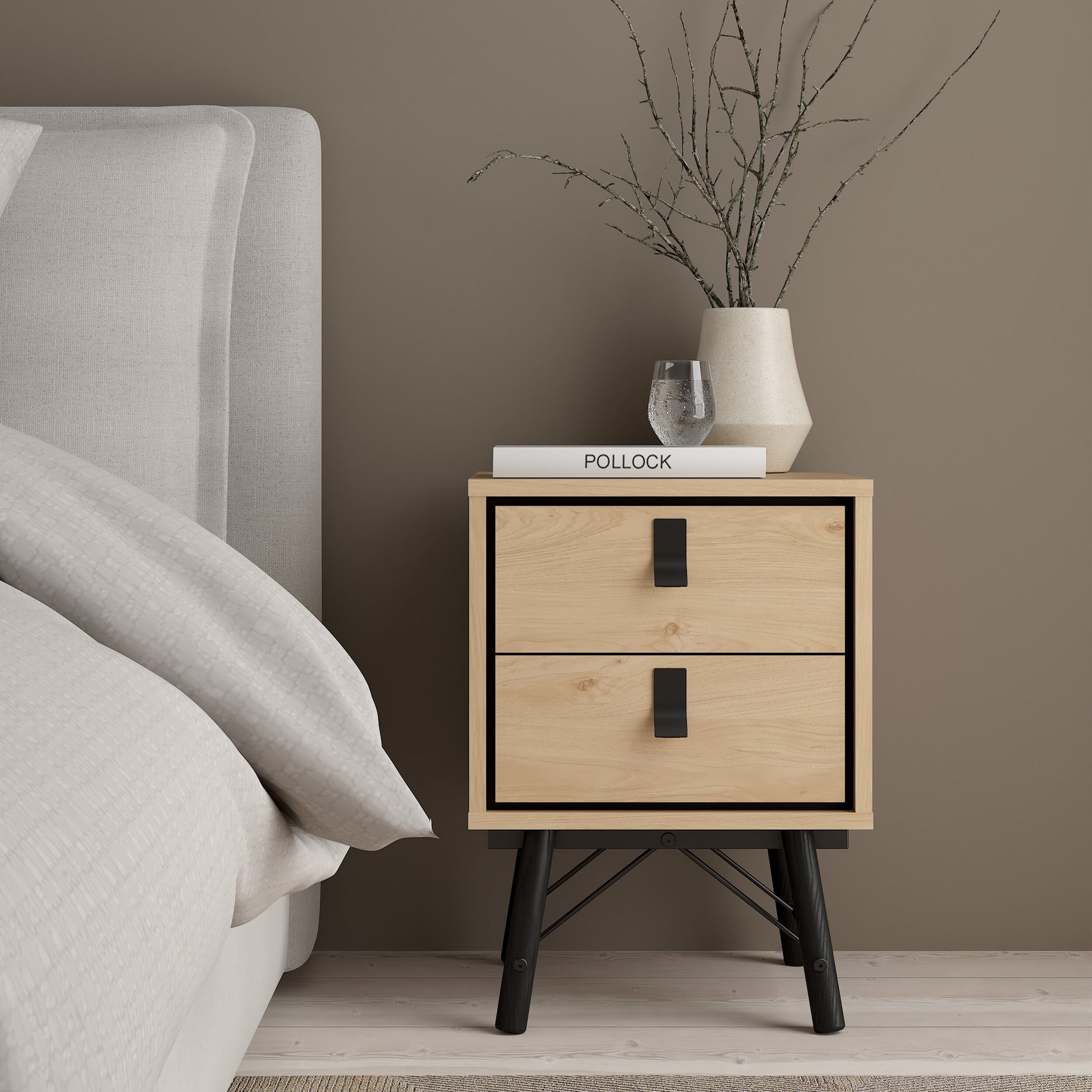 Cote | Furniture Ry Bedside Table, 2 Drawers - Oak Ry, Bedside Tables 72186014hlhl