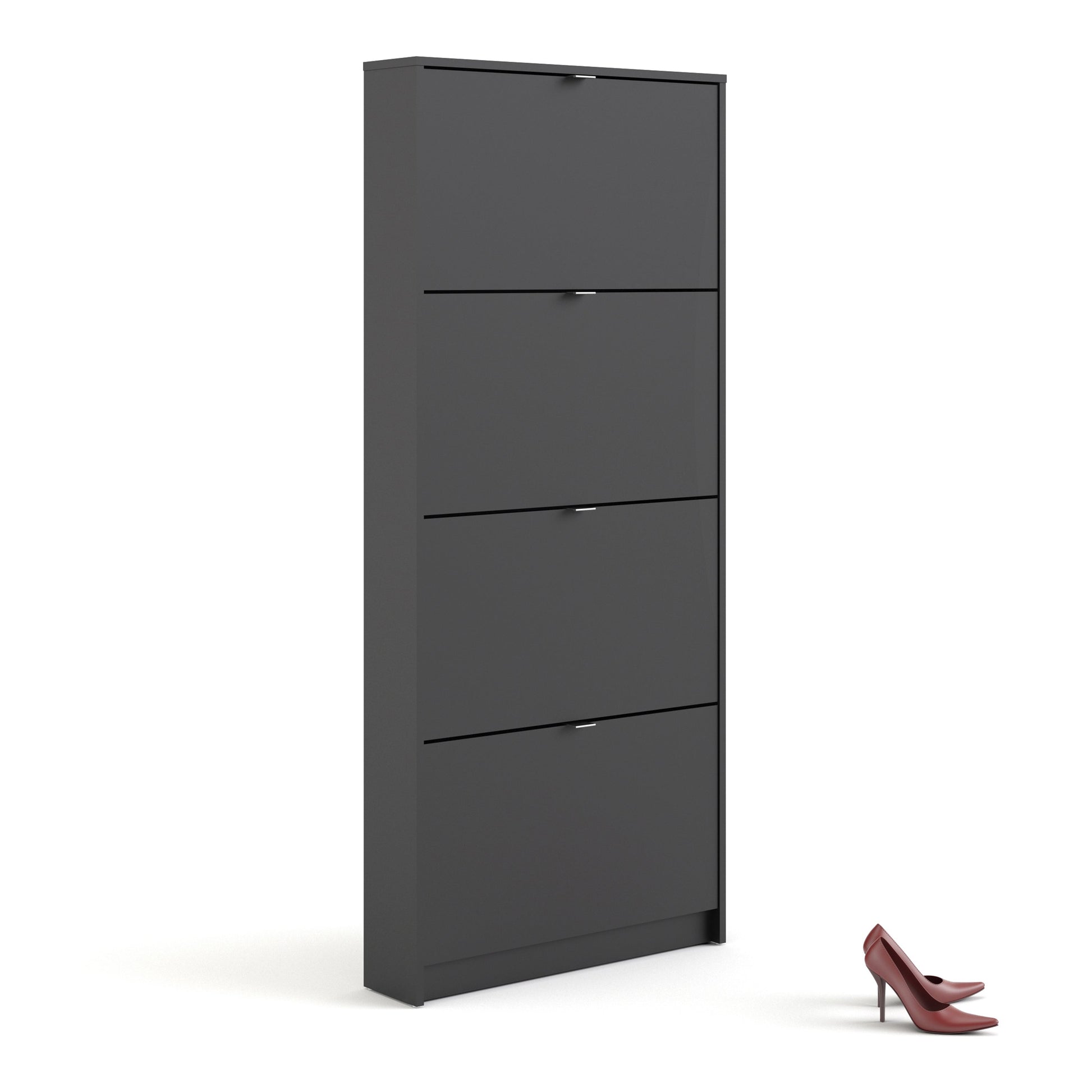 Cote | Furniture Shoes Shoe Storage, 4 Tilting Doors + 1 Layer - Black Shoes, Shoe Storage 72359003gmgm