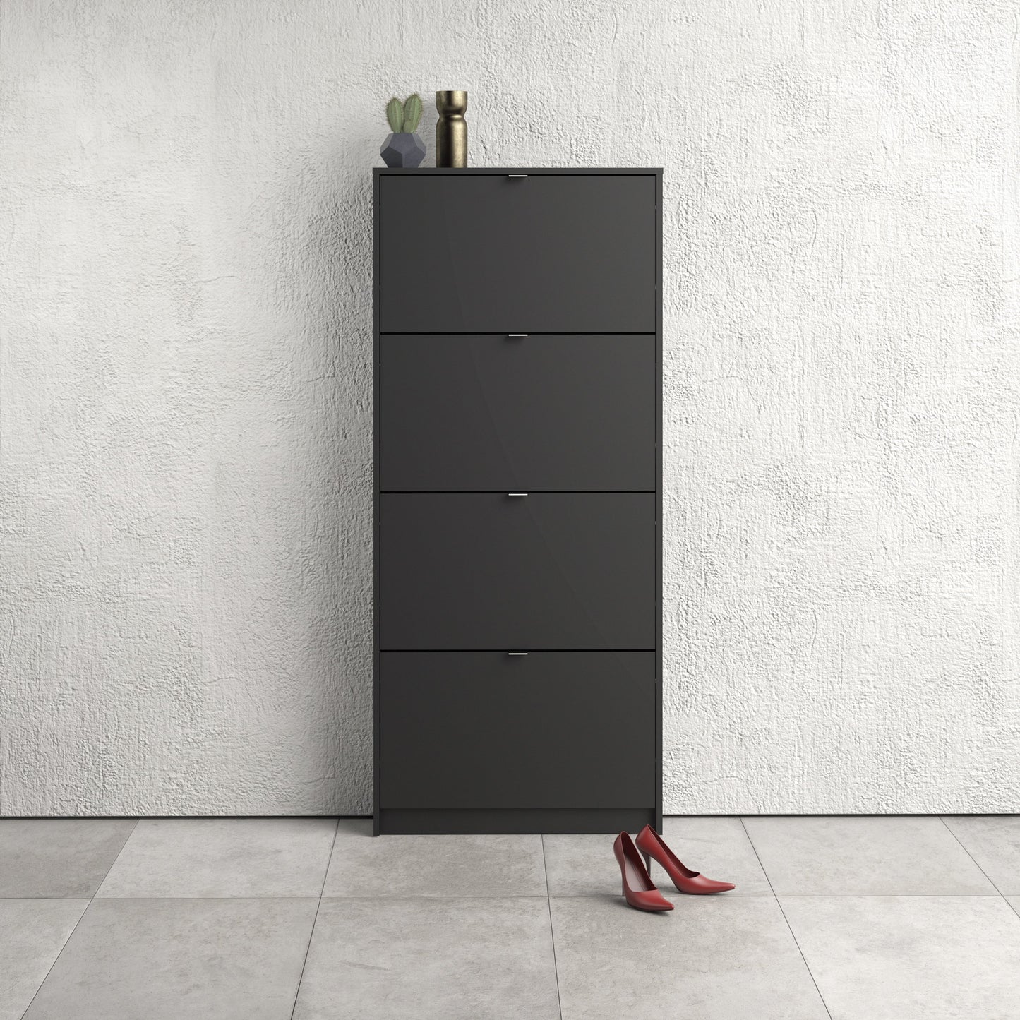 Cote | Furniture Shoes Shoe Storage, 4 Tilting Doors + 1 Layer - Black Shoes, Shoe Storage 72359003gmgm