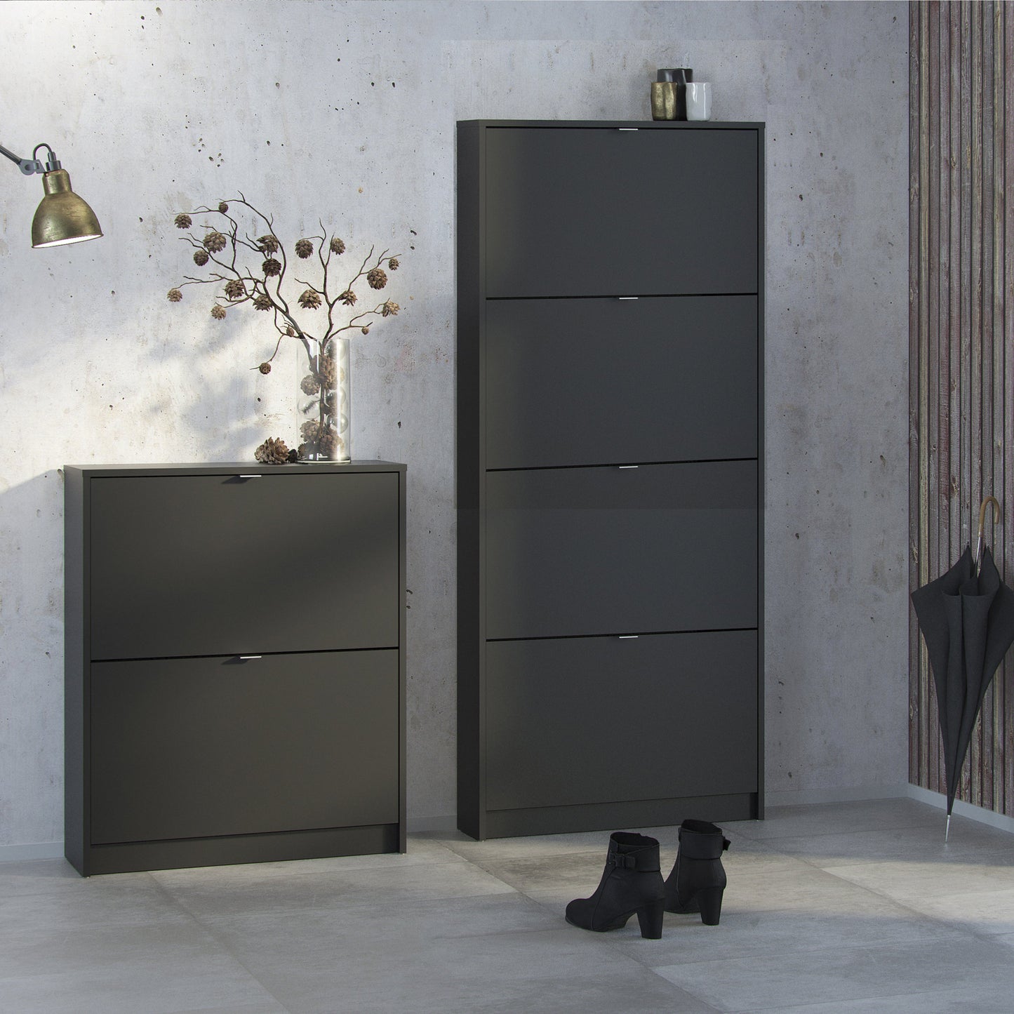 Cote | Furniture Shoes Shoe Storage, 4 Tilting Doors + 1 Layer - Black Shoes, Shoe Storage 72359003gmgm