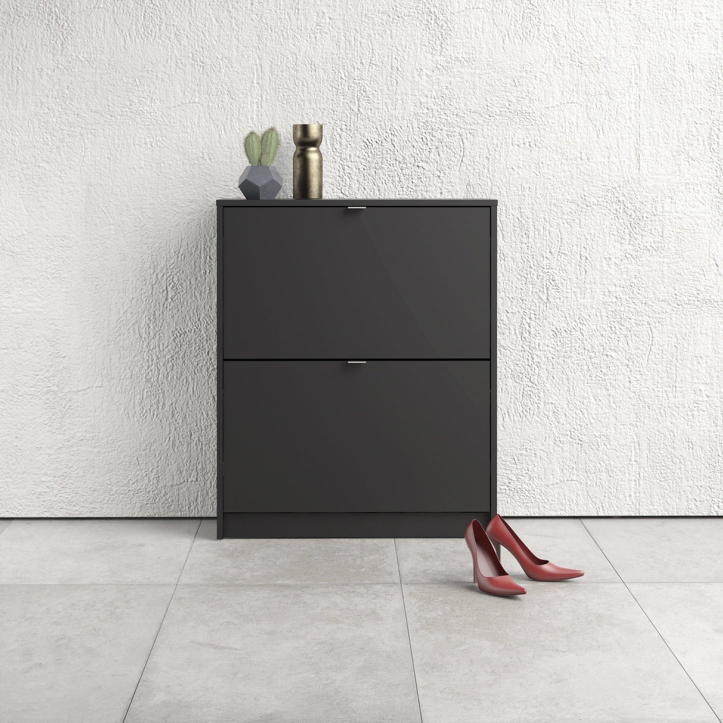 Cote | Furniture Shoes Shoe Storage, 2 Tilting Doors + 2 Layers - Black Shoes, Shoe Storage 72359005gmgm