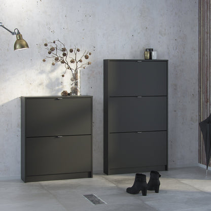 Cote | Furniture Shoes Shoe Storage, 2 Tilting Doors + 2 Layers - Black Shoes, Shoe Storage 72359005gmgm