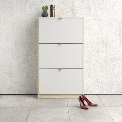 Cote | Furniture Shoes Shoe Storage, 3 Tilting Doors + 2 Layers - Oak & White Shoes, Shoe Storage 72359006ak49