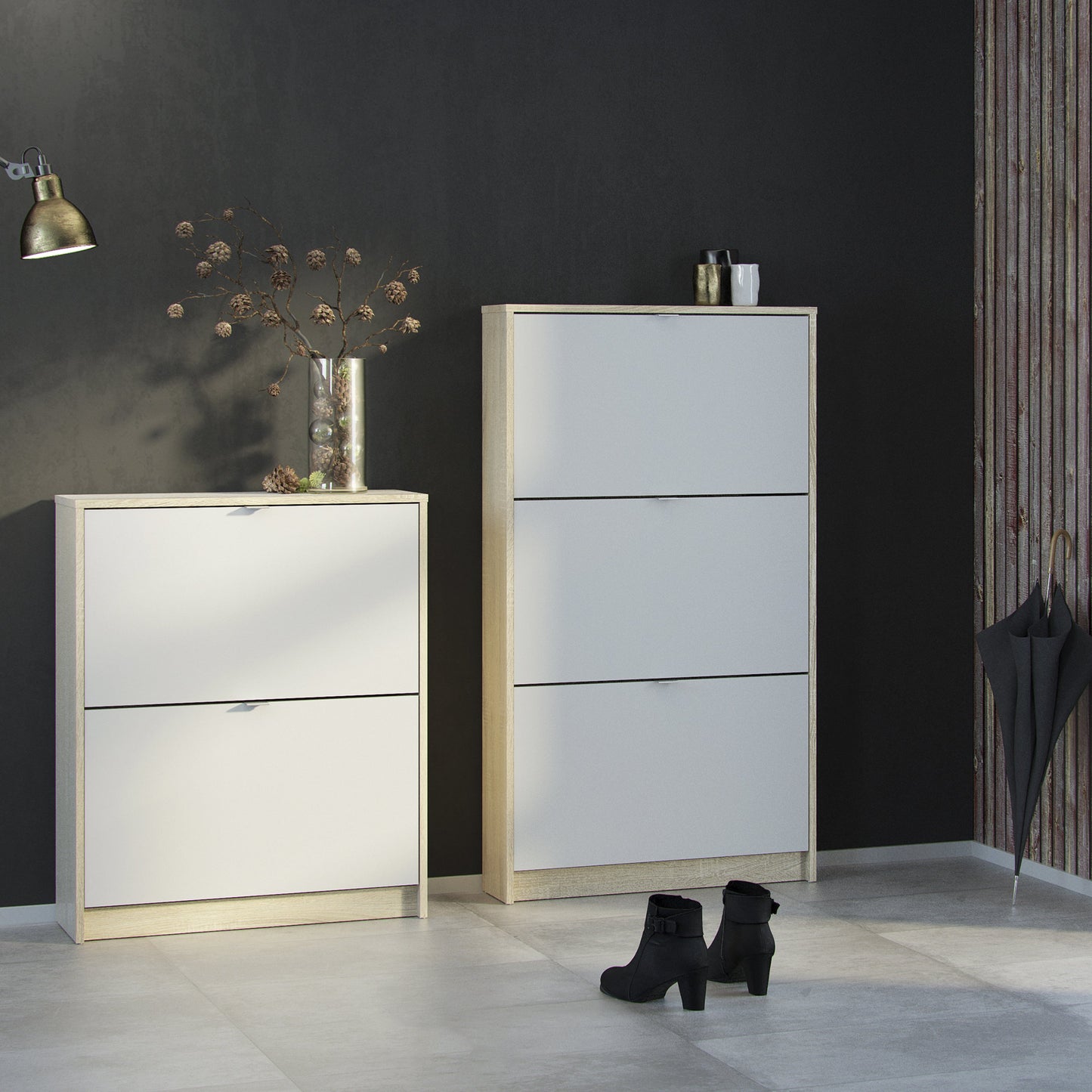 Cote | Furniture Shoes Shoe Storage, 3 Tilting Doors + 2 Layers - Oak & White Shoes, Shoe Storage 72359006ak49