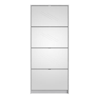 Cote | Furniture Shoes Shoe Storage, 4 Mirror Tilting Doors + 2 layers - White Shoes, Shoe Storage 723590104949