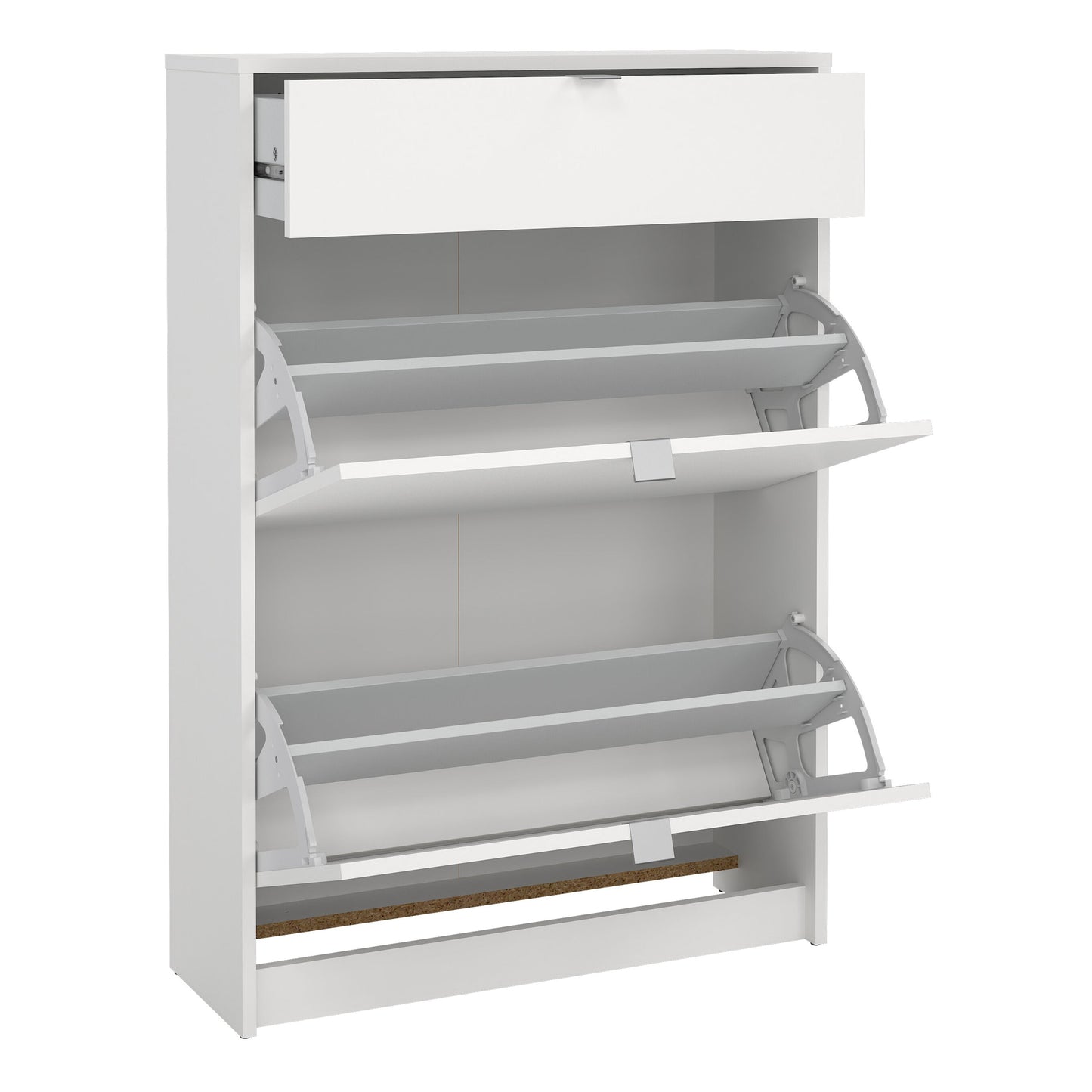 Cote | Furniture Shoes Shoe Storage, 2 Flip Down Doors + 1 Drawer - White Shoes, Shoe Storage 723590114949