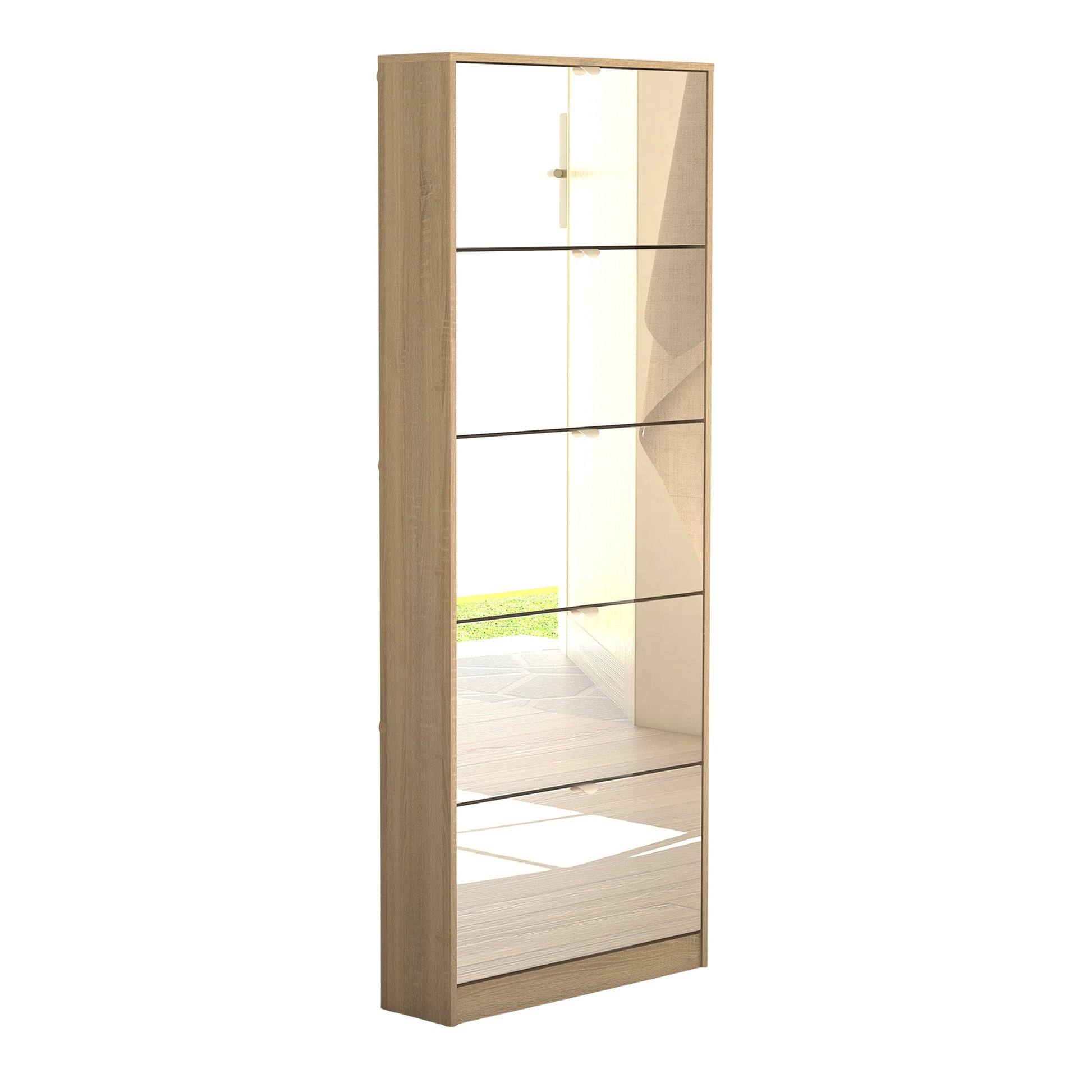 Cote | Furniture Shoes Shoe Storage, 5 Mirror Tilting Doors - Oak Shoes, Shoe Storage 72370052ak