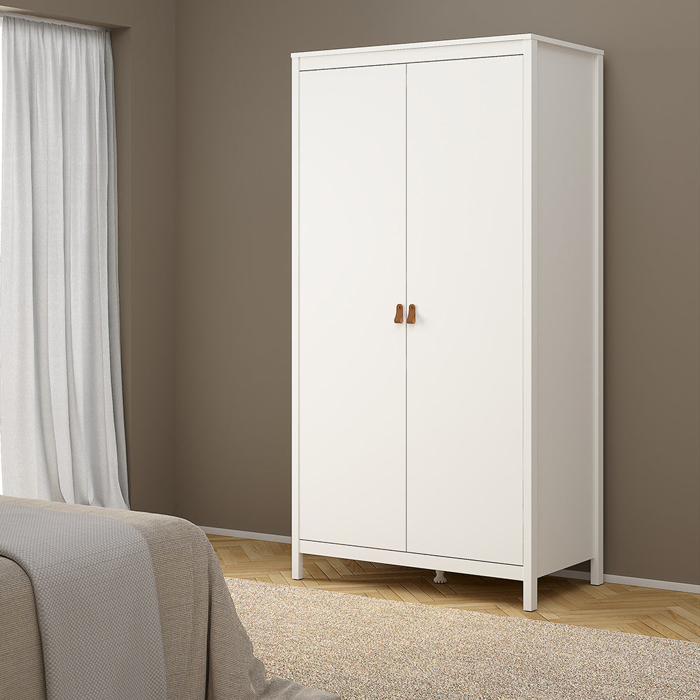 Cote | Furniture Barcelona 3 Piece Bedroom Set - Bedside Table, Chest and 2 Door Wardrobe - White Barcelona, BUNDLE 7254949p1