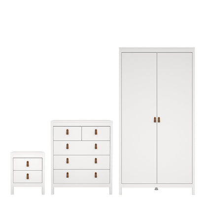 Cote | Furniture Barcelona 3 Piece Bedroom Set - Bedside Table, Chest and 2 Door Wardrobe - White Barcelona, BUNDLE 7254949p1