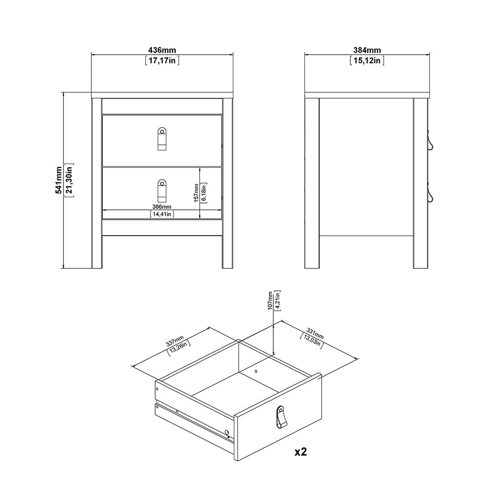 Cote | Furniture Barcelona 3 Piece Bedroom Set - Bedside Table, Chest and 2 Door Wardrobe - White Barcelona, BUNDLE 7254949p1