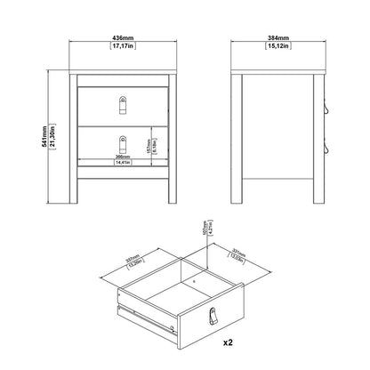 Cote | Furniture Barcelona 3 Piece Bedroom Set - Bedside Table, Chest and 2 Door Wardrobe - White Barcelona, BUNDLE 7254949p1