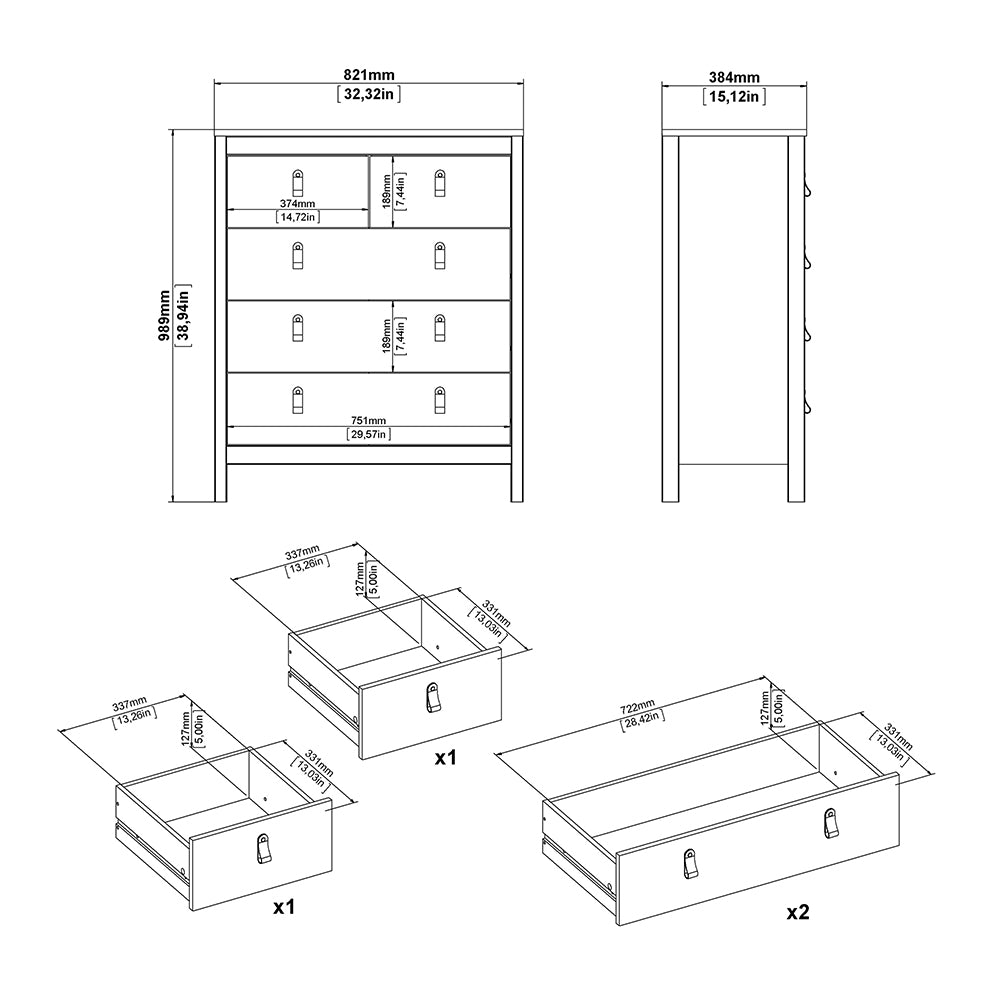 Cote | Furniture Barcelona 3 Piece Bedroom Set - Bedside Table, Chest and 2 Door Wardrobe - White Barcelona, BUNDLE 7254949p1