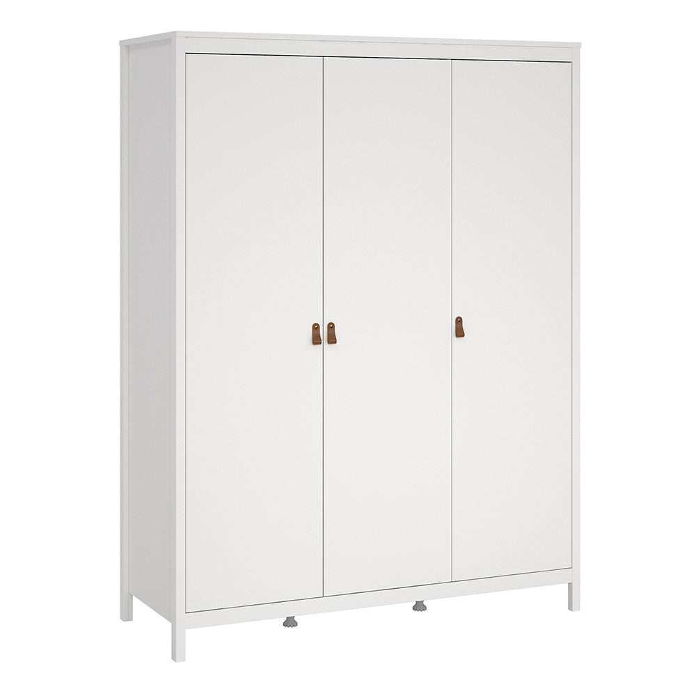 Cote | Furniture Barcelona 3 Piece Bedroom Set - Bedside Table, Chest and 3 Door Wardrobe - White Barcelona, BUNDLE 7254949p2