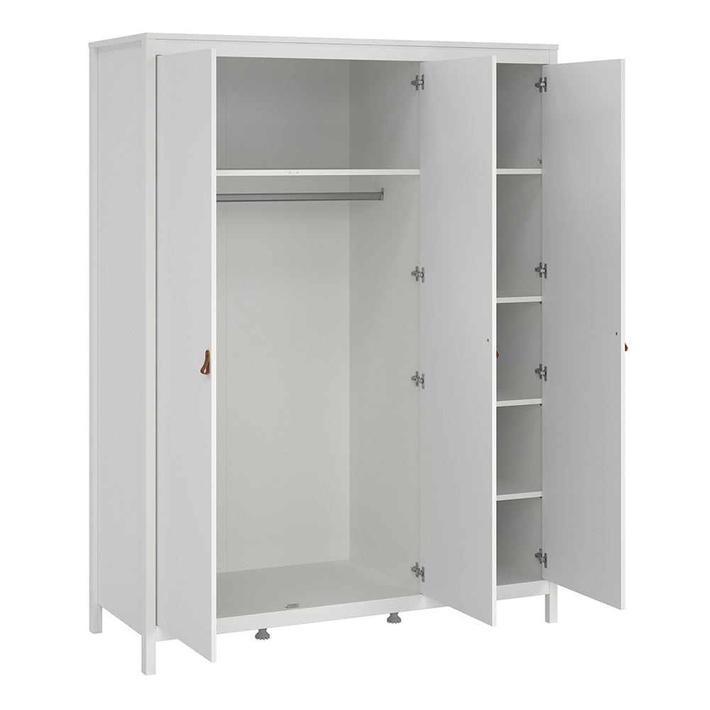 Cote | Furniture Barcelona 3 Piece Bedroom Set - Bedside Table, Chest and 3 Door Wardrobe - White Barcelona, BUNDLE 7254949p2