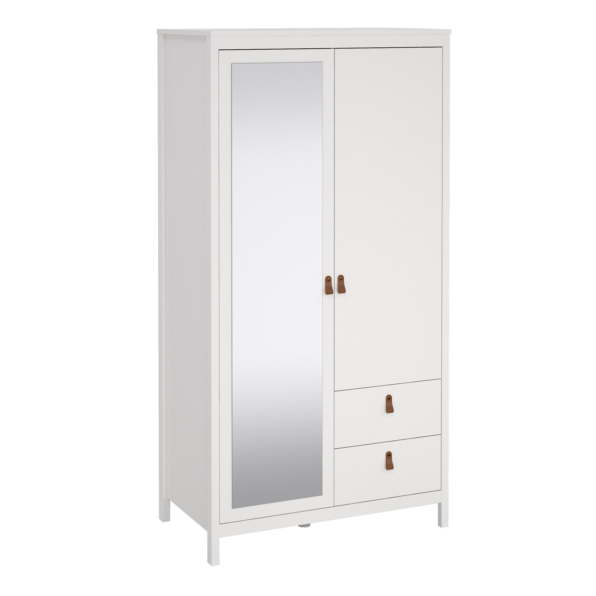 Cote | Furniture Barcelona Wardrobe 1 Door, 1 Mirror Door + 2 Drawer - White Barcelona, Wardrobes 725796584949