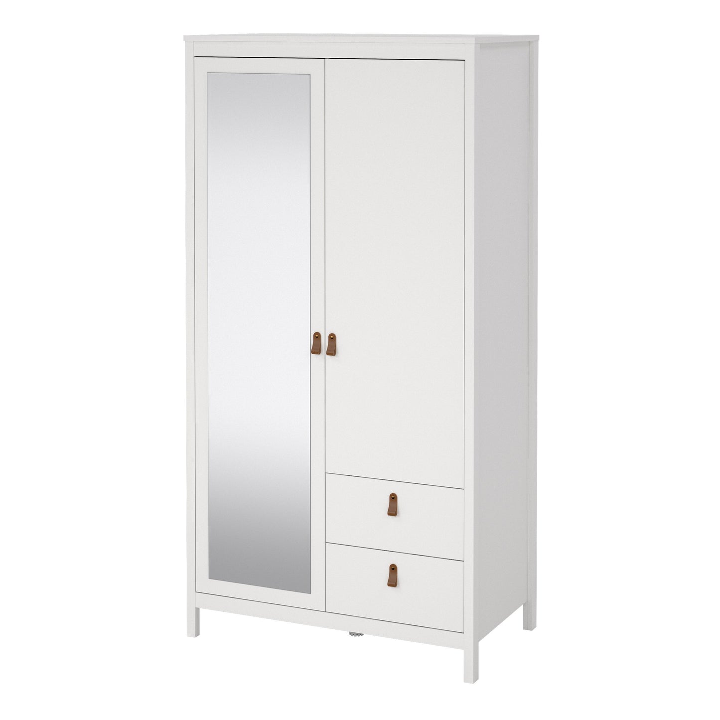 Cote | Furniture Barcelona Wardrobe 1 Door, 1 Mirror Door + 2 Drawer - White Barcelona, Wardrobes 725796584949