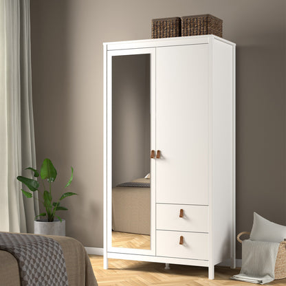 Cote | Furniture Barcelona Wardrobe 1 Door, 1 Mirror Door + 2 Drawer - White Barcelona, Wardrobes 725796584949