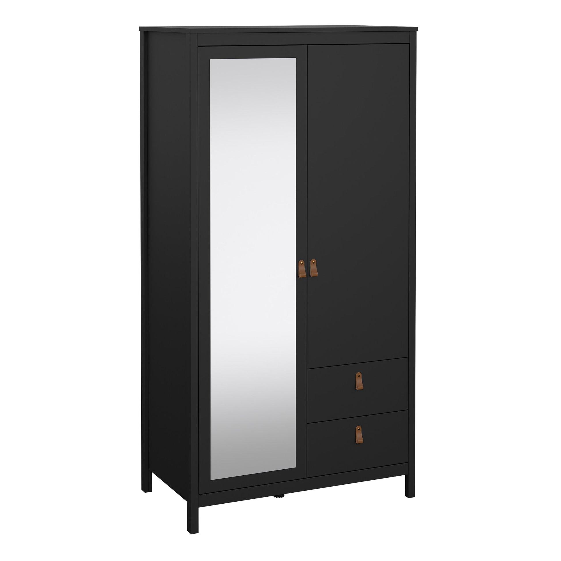 Cote | Furniture Barcelona Wardrobe 1 Door, 1 Mirror Door + 2 Drawer - Black Barcelona, Wardrobes 72579658gmgm