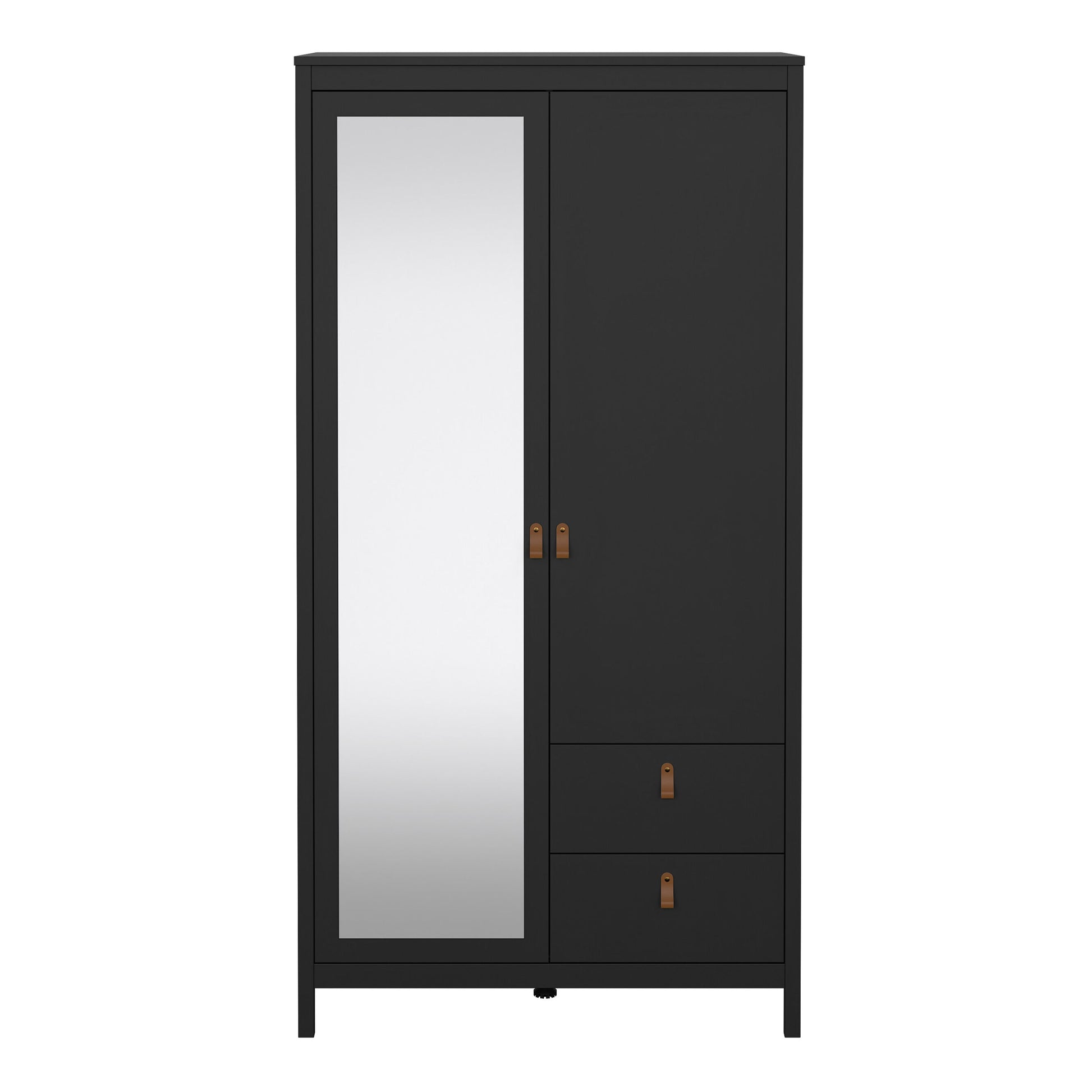 Cote | Furniture Barcelona Wardrobe 1 Door, 1 Mirror Door + 2 Drawer - Black Barcelona, Wardrobes 72579658gmgm