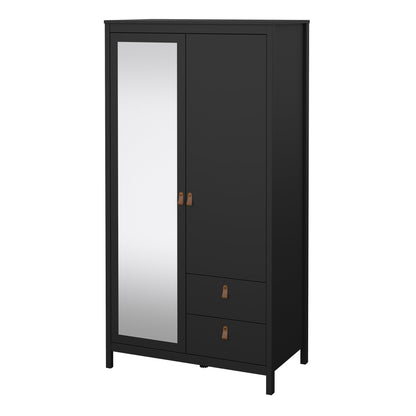 Cote | Furniture Barcelona Wardrobe 1 Door, 1 Mirror Door + 2 Drawer - Black Barcelona, Wardrobes 72579658gmgm