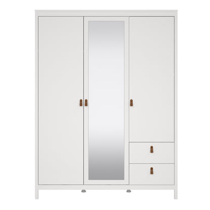 Cote | Furniture Barcelona Wardrobe 2 Doors, 1 Mirror Door + 2 Drawer - White Barcelona, Wardrobes 725796594949