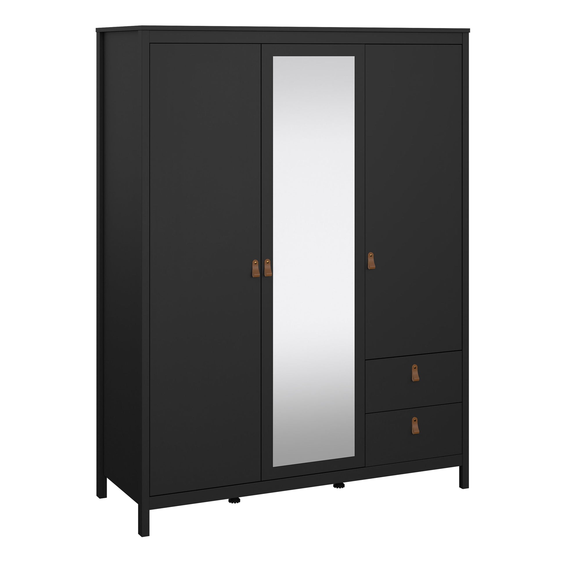 Cote | Furniture Barcelona Wardrobe 2 Doors, 1 Mirror Door + 2 Drawers - Black Barcelona, Wardrobes 72579659gmgm