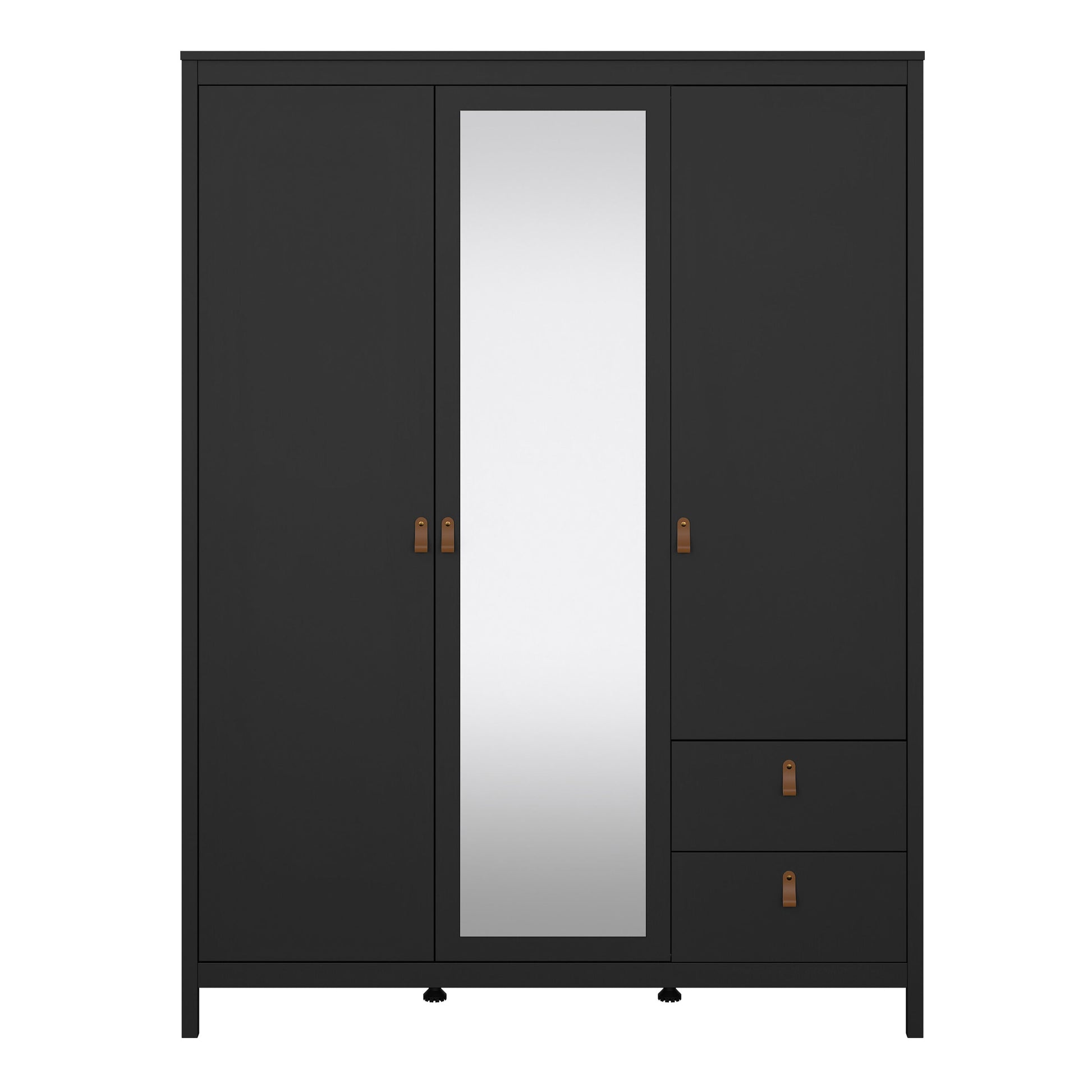 Cote | Furniture Barcelona Wardrobe 2 Doors, 1 Mirror Door + 2 Drawers - Black Barcelona, Wardrobes 72579659gmgm