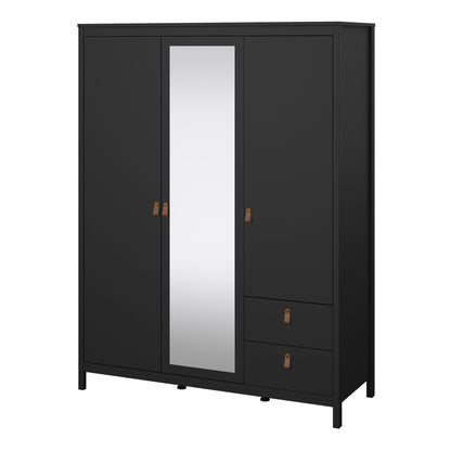 Cote | Furniture Barcelona Wardrobe 2 Doors, 1 Mirror Door + 2 Drawers - Black Barcelona, Wardrobes 72579659gmgm