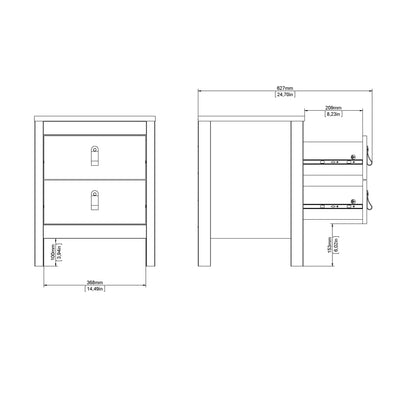 Cote | Furniture Barcelona Bedside Table, 2 Drawer - Black Barcelona, Bedside Tables 72579660gmgm