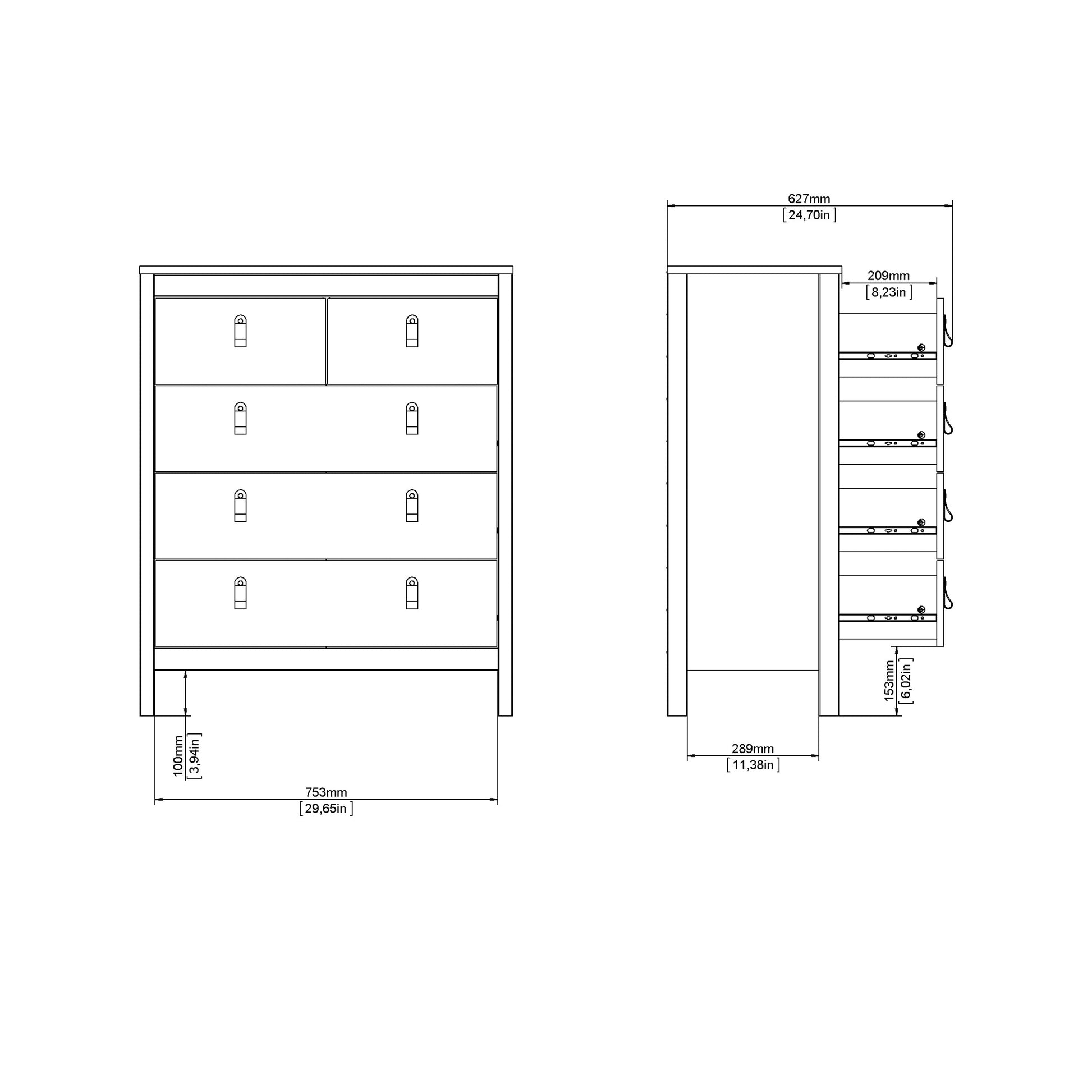 Cote | Furniture Barcelona Chest of Drawers,  3+2 Drawer - White Barcelona, Chest of Drawers 725796614949