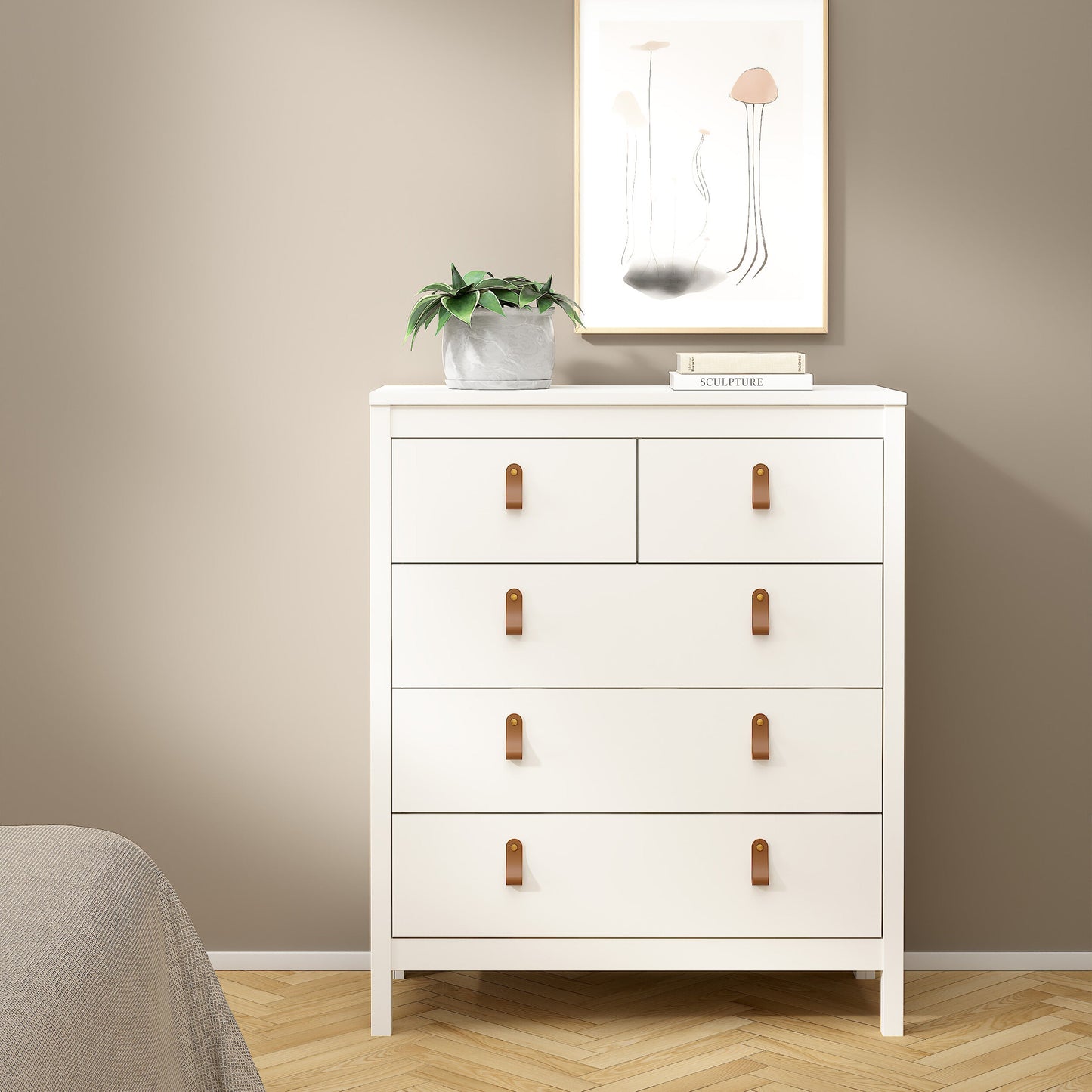 Cote | Furniture Barcelona Chest of Drawers,  3+2 Drawer - White Barcelona, Chest of Drawers 725796614949