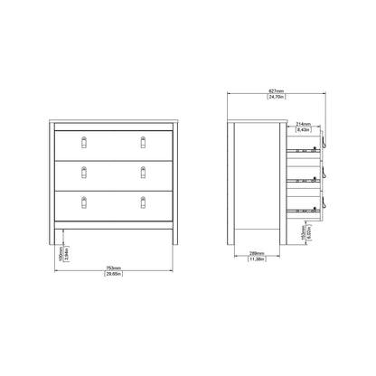 Cote | Furniture Barcelona Chest of Drawers, 3 Drawer - White Barcelona, Chest of Drawers 725796624949