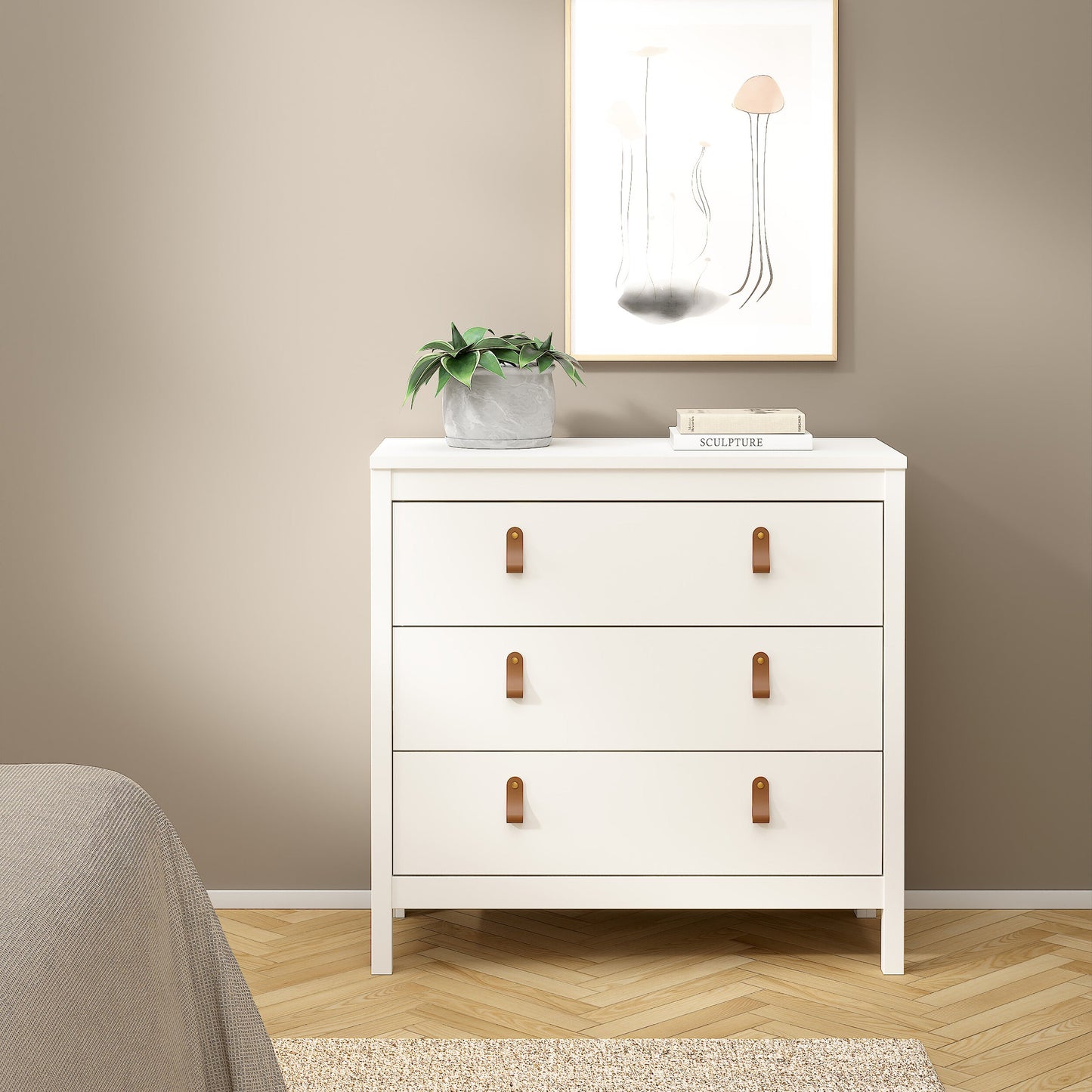 Cote | Furniture Barcelona Chest of Drawers, 3 Drawer - White Barcelona, Chest of Drawers 725796624949