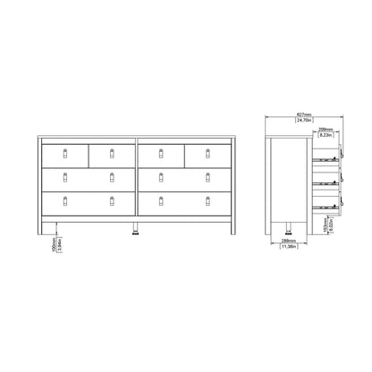 Cote | Furniture Barcelona Double Dresser, Chest of Drawers, 4+4 Drawer - White Barcelona, Chest of Drawers 725796634949