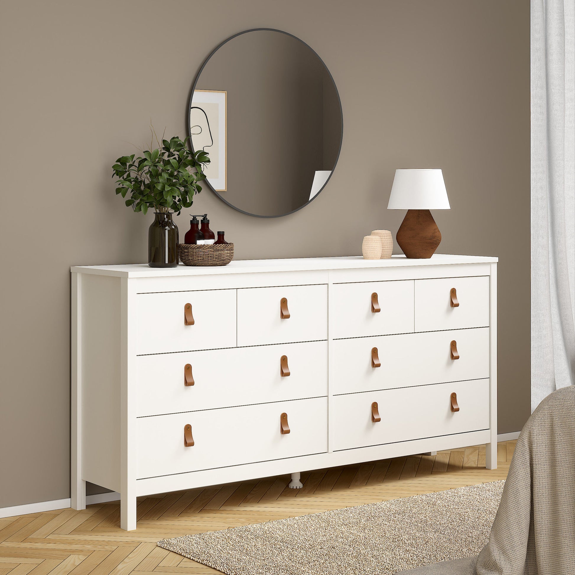 Cote | Furniture Barcelona Double Dresser, Chest of Drawers, 4+4 Drawer - White Barcelona, Chest of Drawers 725796634949